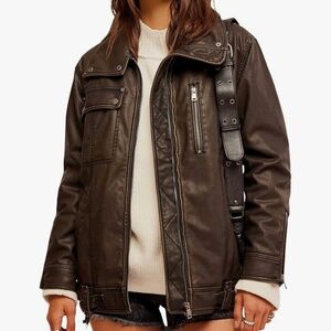 Free People Women's Buckle Up Vegan Leather Jacket